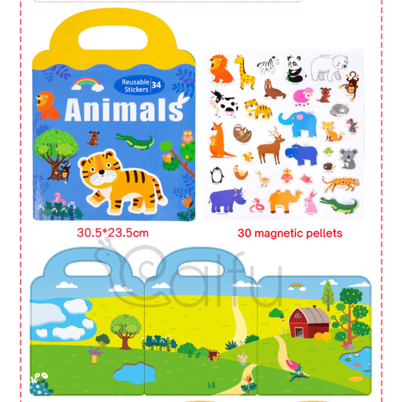 Libro Juego de Stickers Reutilizables Animales