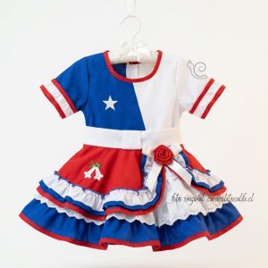 Vestido de Huasa Bandera  para Bebé (0 a 3 Meses; 3 a 6 meses, 6 a 18 m)