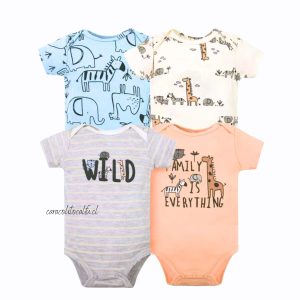Pack 4 Bodys Manga Corta para bebé (Jirafa)