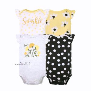 Pack 4 Bodys Manga Corta para bebé (Lunares)