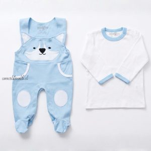 Conjunto Algodón Pima para bebé (Zorrito Celeste - 0 a 3 Meses)