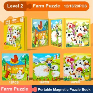 Libro Rompecabezas Magnéticos 3 en 1 (Nivel 2) Granja