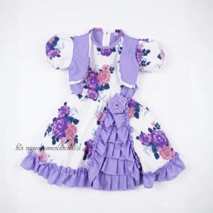 Vestido de Huasa Bebé  (Lila - Flores) (6 a 18 meses)