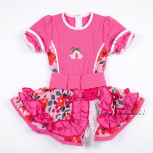 Vestido de Huasa Bebé (Rosado - Flores) (0 a 6 meses)
